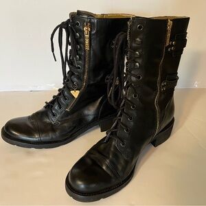 Guess Black Moto Boots with Gold Accents Charm/Buckle